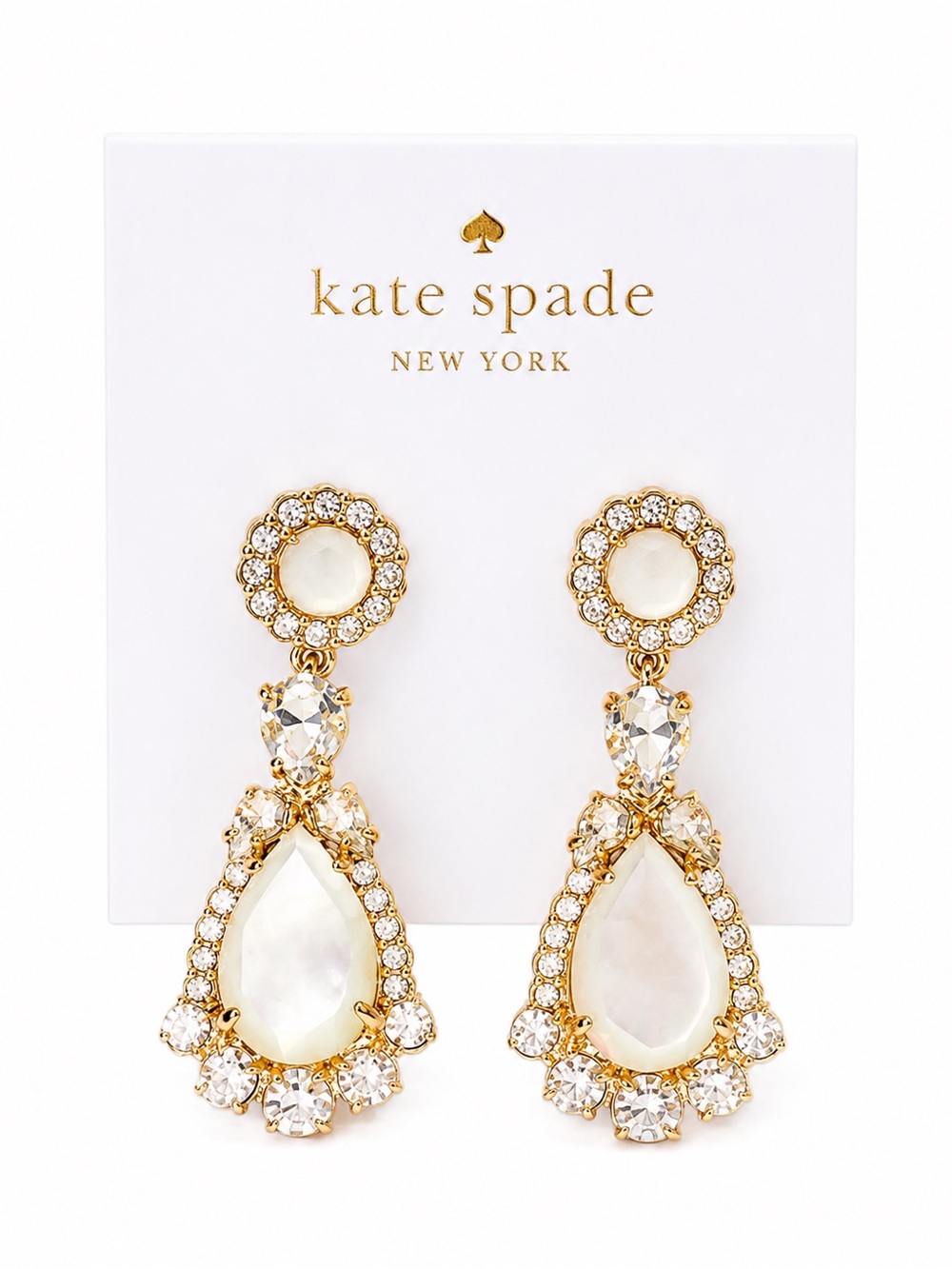 kate spade Butter Up Gold Teardrop Crystal Drop Earrings NWT